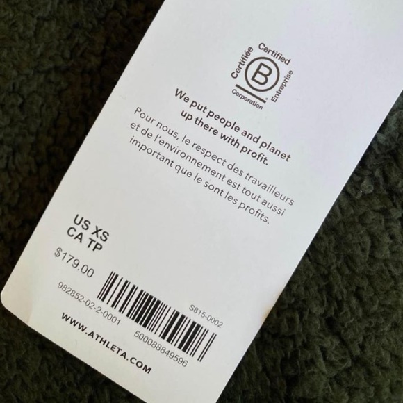 Athleta Tugga Coat Forest Green Sherpa Teddy Jacket Zip Up Velvet Trim XS NWT - Picture 7 of 7